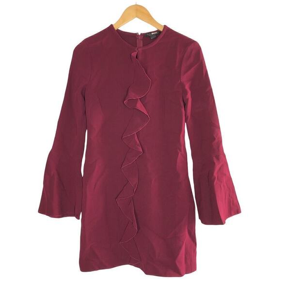 Rachel Zoe Monner Dress Bell Sleeve Cascading Ruffle Sheath Mini Purple Size 0 - Picture 4 of 9